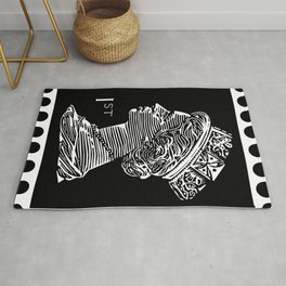 Queen Elizabeth Stamp Black and White Area & Throw Rug