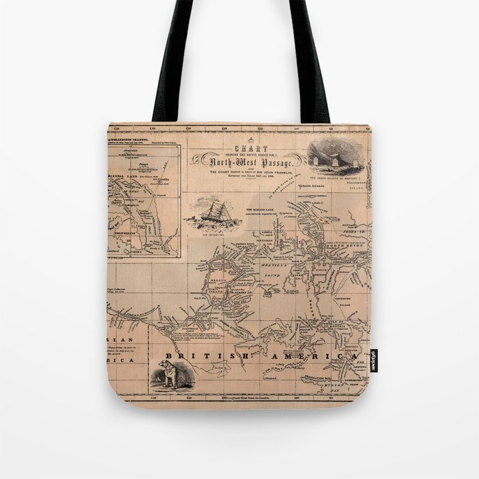 Map of the Northwest Passage 1856 Tote Bag