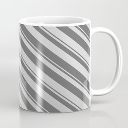 [ Thumbnail: Dim Gray & Light Gray Colored Lines Pattern Coffee Mug ]