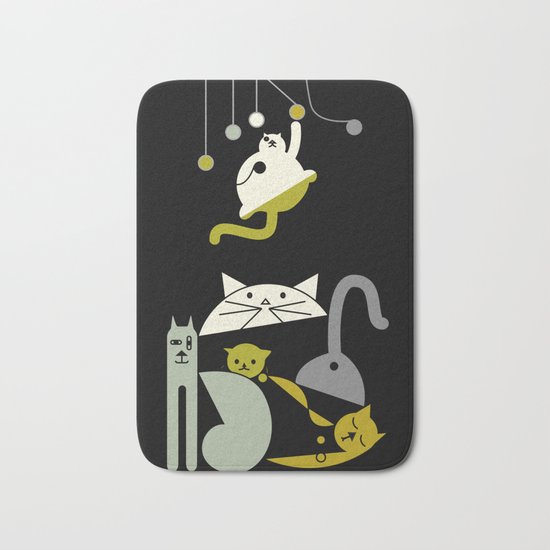 Cats playing Bath Mat