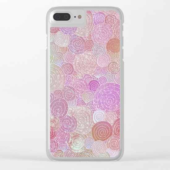 Abstract pink rosegold glamour glitter circles for ladies on #Society6 Clear iPhone Case