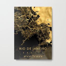 RIO DE JANEIRO MAP BRAZIL Metal Print