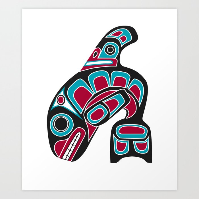 Pacific Northwest Coast Orca Whale Haida Art - Native American Tribal Art Print