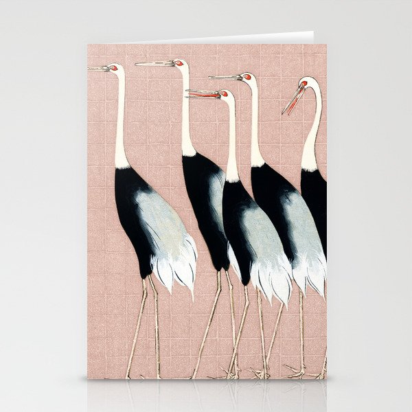 Tokyo Birds on Dusty Nude Pink Stationery Cards