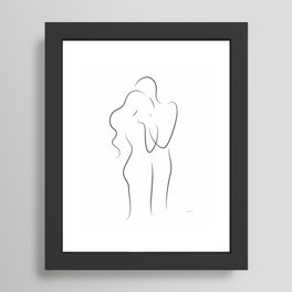 Romantic sketch - holding hands line drawing. Framed Art Print