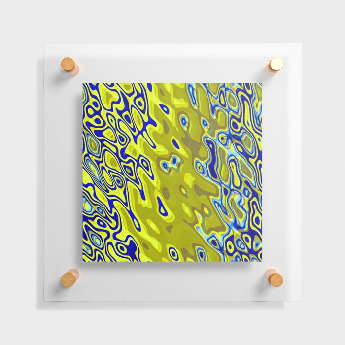 Yellow green and blue geometric pattern Floating Acrylic Print