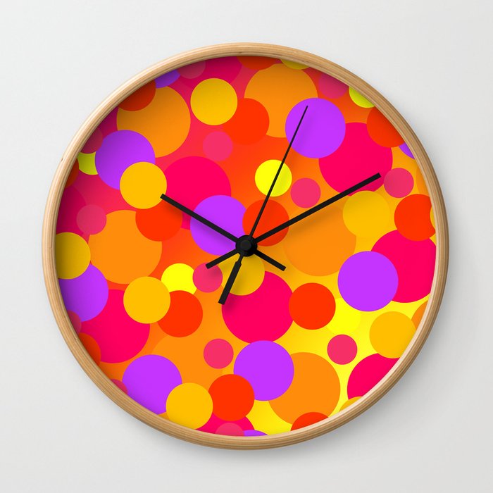 Bright Layered Polka Dots (Sunset Colors) Wall Clock