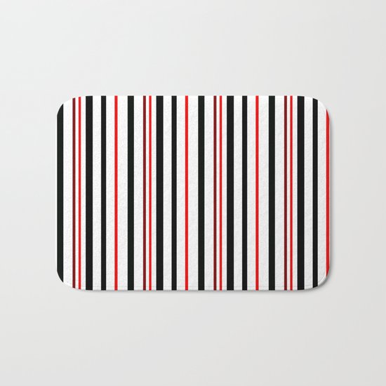 Red, black white striped pattern . Bath Mat