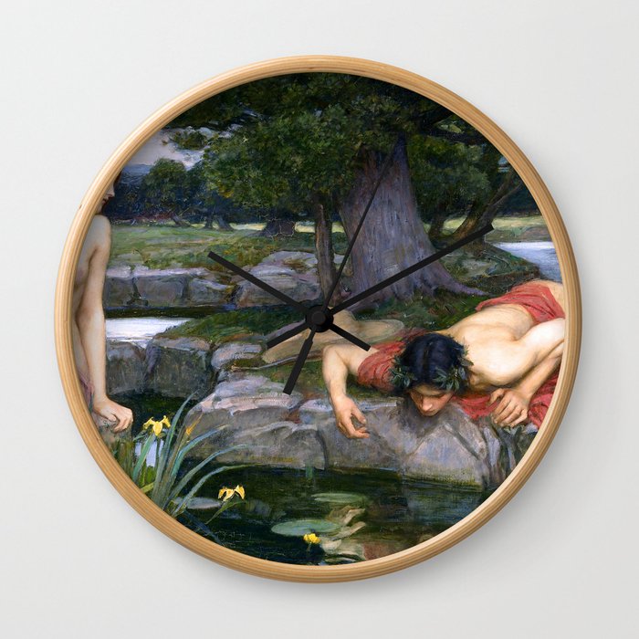 Echo and Narcissus by John William Waterhouse Wall Clock