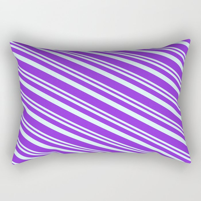Light Cyan & Purple Colored Stripes Pattern Rectangular Pillow