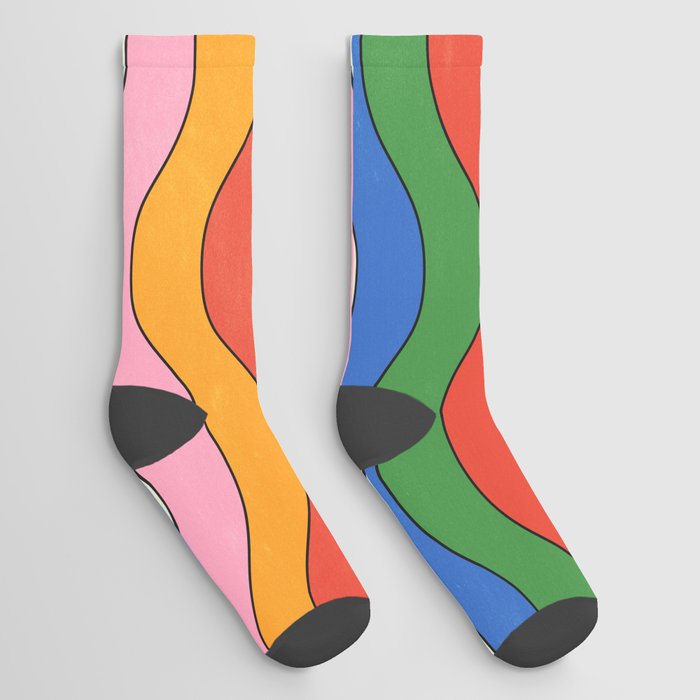 Retro Candy Waves Socks