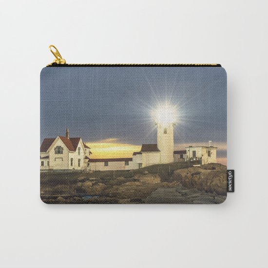 Full moon rising over Eastern point Lighthouse #2 Carry-All Pouch