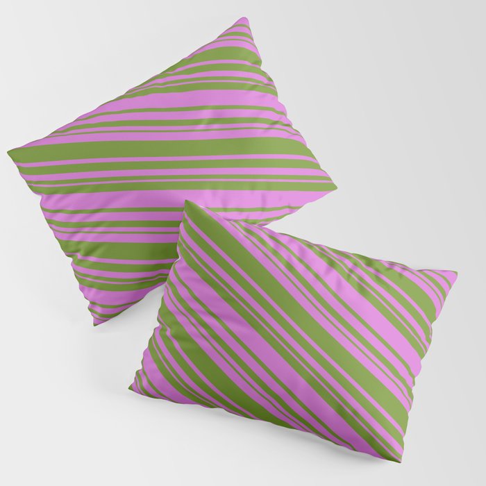 Orchid & Green Colored Stripes/Lines Pattern Pillow Sham