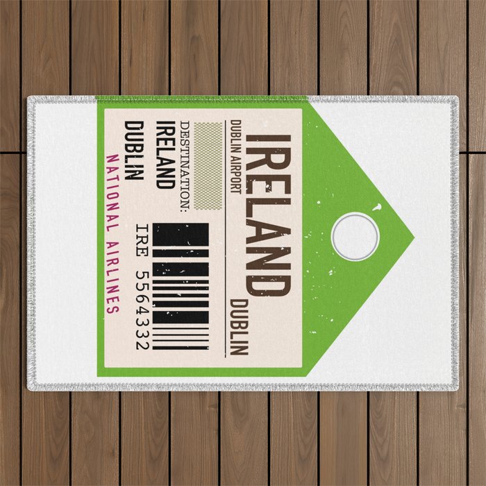 Ireland Dublin vintage plane ticket Outdoor Rug