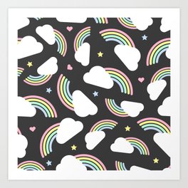cute pastel rainbow pattern Art Print