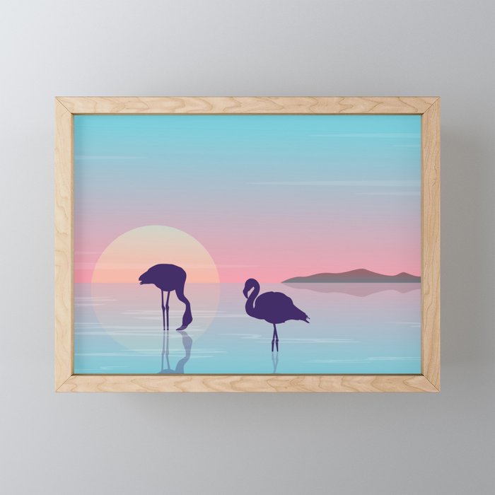 Flamingo Silhouette Beauty Art Framed Mini Art Print