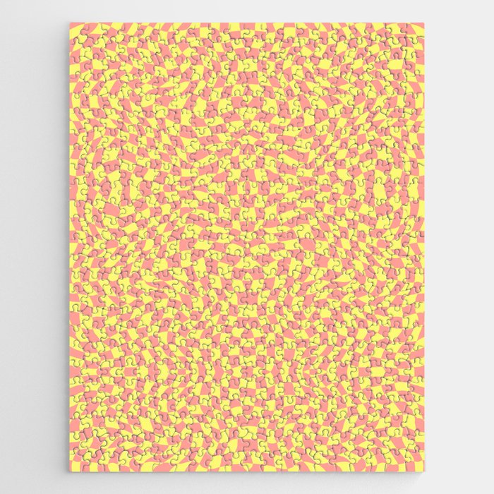Orange yellow green checker symmetrical pattern Jigsaw Puzzle