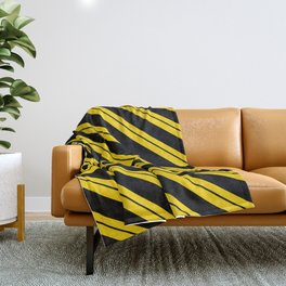[ Thumbnail: Yellow and Black Colored Lines Pattern Throw Blanket ]