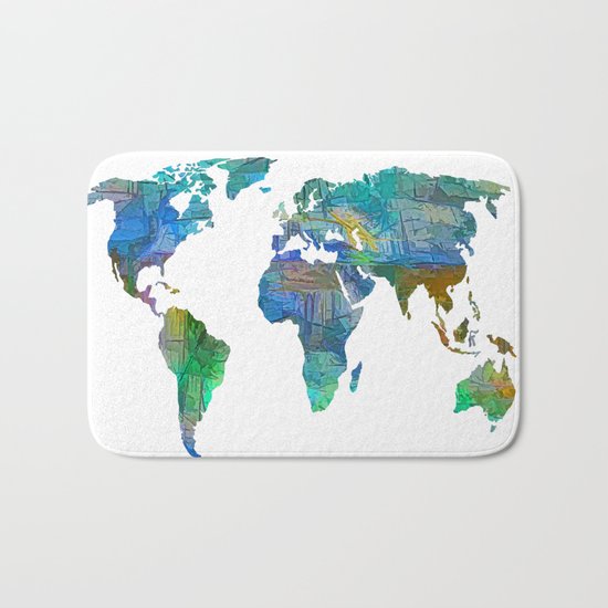 Blue World Transparent Map Bath Mat