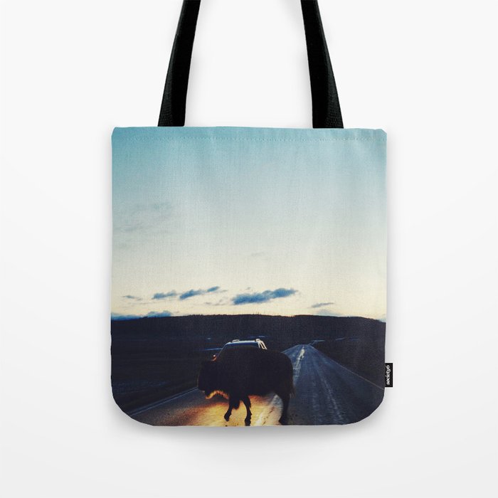 Bison in the Headlights Tote Bag