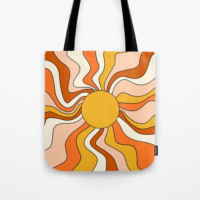 Rays of Sunshine, 70s Print Tote Bag