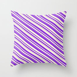 [ Thumbnail: Purple & Light Yellow Colored Stripes/Lines Pattern Throw Pillow ]