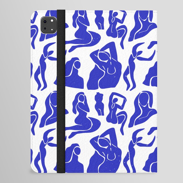 Abstract blue women collage figure pattern iPad Folio Case