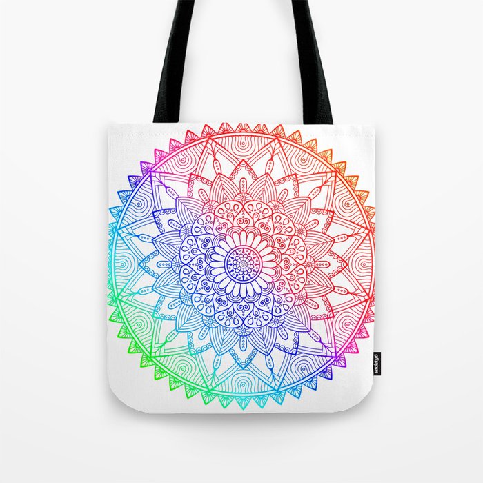 Rainbow Mandala Doodle Tote Bag