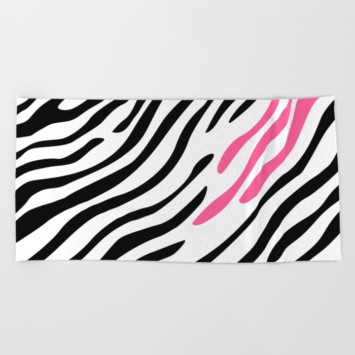 Zebra print. Pink Beach Towel
