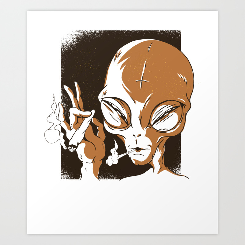 Cartoon Alien Smoking Design Art Print By Pmartistic Society6