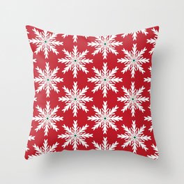 Christmas Snowflakes Maroon & Green Throw Pillow