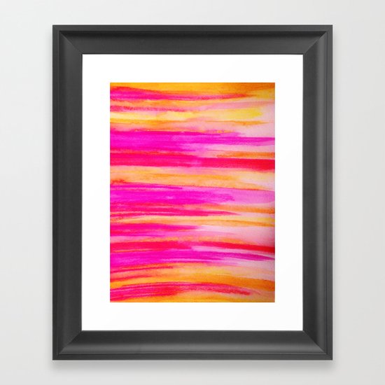 Welcome to Funky Town - Disco Inferno Dance Party Bold Rainbow Stripes Abstract Watercolor Painting Framed Art Print