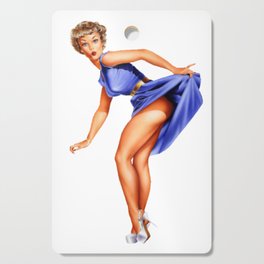 Sexy Blonde Vintage Pinup In Blue Dress Cutting Board