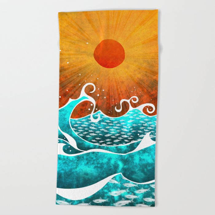 Hot sunset Beach Towel