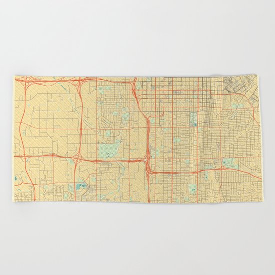 Salt Lake City Map Retro Beach Towel