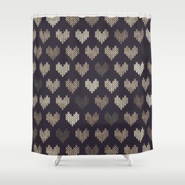 Colorful Knitted Hearts Shower Curtain