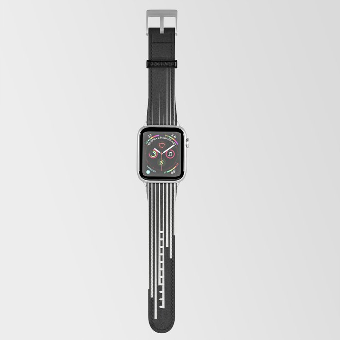Black and Pale Gray Frequency Vertical Stripe Pattern Pairs Dulux 2022 Popular Colour Sloe Flower Apple Watch Band