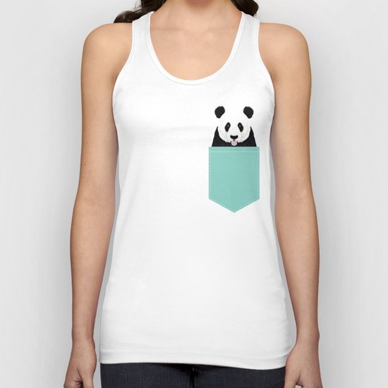 Panda - mint - cute black and white animal portrait, design, illustration, animal cell phone, case, Unisex Tank Top