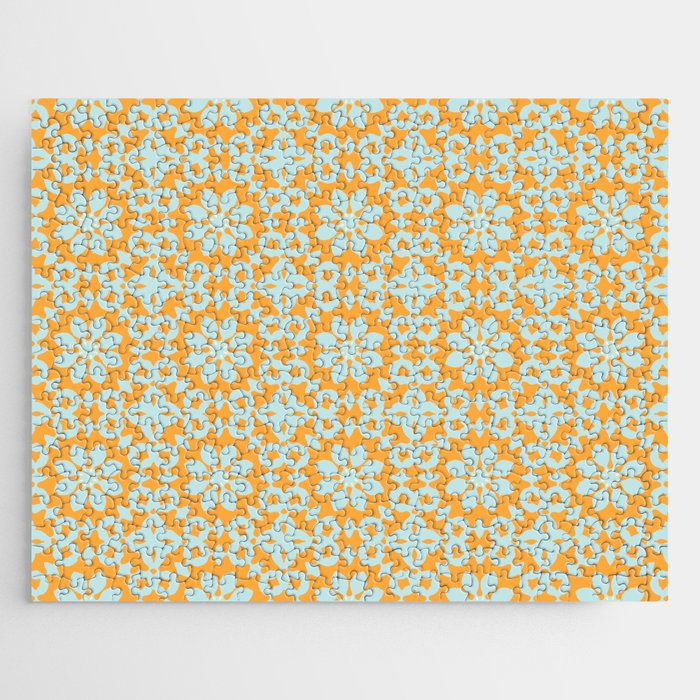 Abstract Geometric Flower Pattern Artwork 02 Color 02 Orange Jigsaw Puzzle