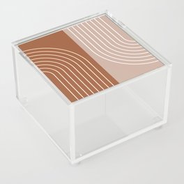 Abstract Geometric Rainbow Lines 17 in Terracotta Tan Beige Acrylic Box