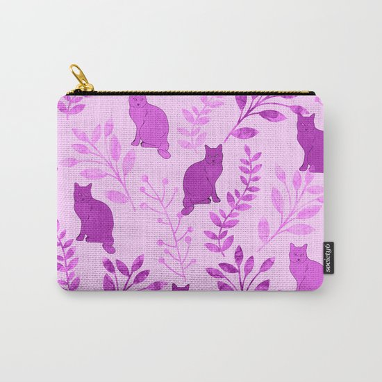Watercolor Floral and Cat V Carry-All Pouch