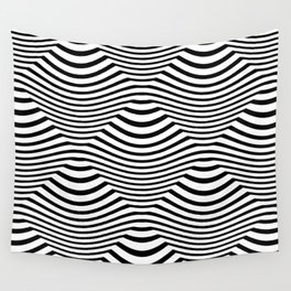 Black And White Op-Art Optical Illusion Rhombus Lines Retro Graphic Wall Tapestry