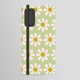 Cheerful Retro Daisy Pattern in Mustard and Light Tea Green Android Wallet Case