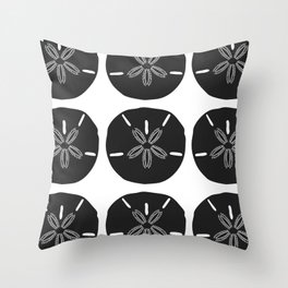 BLOOMING STAR Large Flower Tile Black and White Throw Pillow