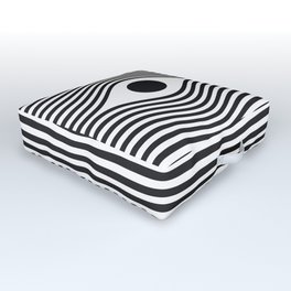 Stay Focused Outdoor Floor Cushion | Ghost, Scary, Scream, Line, Black, Horizontal, Pattern, Focus, Halloween, Hipster 