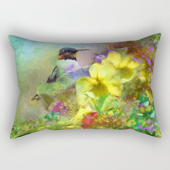Hummingbird Bouquet Rectangular Pillow