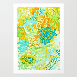 Blue Green Sea Coral Art Print