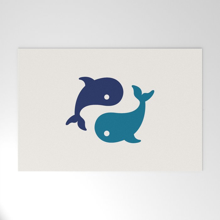 Yin Yang Whales Welcome Mat