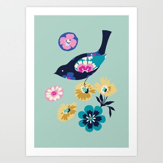 Birds and Blooms 4 Art Print