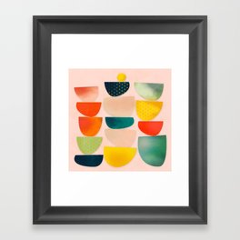 mid century modern geometric cups Framed Art Print